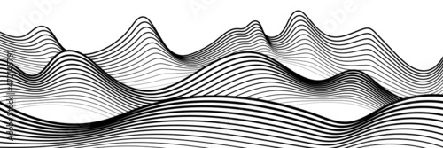 Curved lines, imitation of mountain ranges. Vector background, minimalism. 