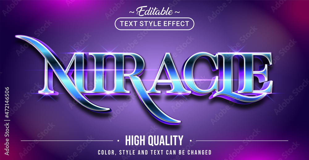Editable text style effect - Miracle text style theme. Stock Vector ...