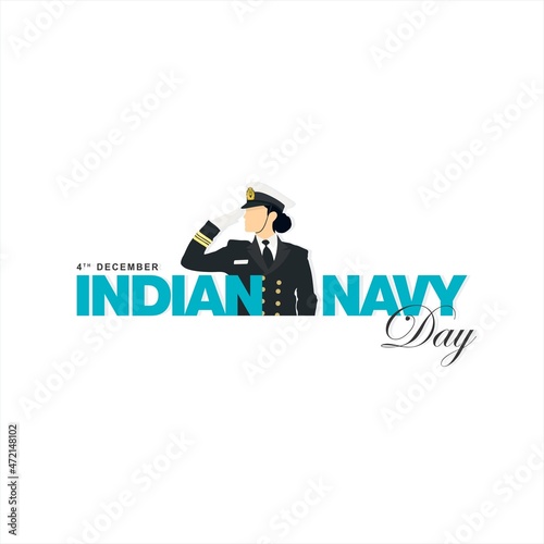 Creative Post for Indian Navy Day. Beautiful Calligraphy - 4th December, Indian Navy Day. Editable Illustration. photo