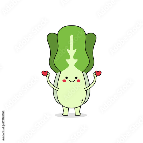 Cute lettuce cartoon character spreading love