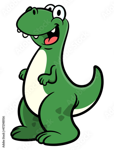 Cartoon illustration of Funny Dinosaur standing and greeting, best for mascot, logo, and sticker with primordial animal themes for kids