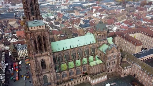 Notre-Dame _Aerial Orbit View, France photo