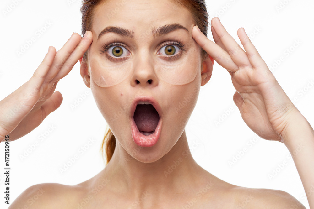 cheerful woman bare shoulders clear skin face mask cheerful woman bare shoulders clear skin face mask