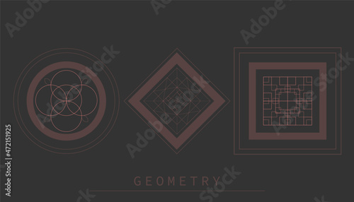 geometry background, circle, square, triangle vector illustration