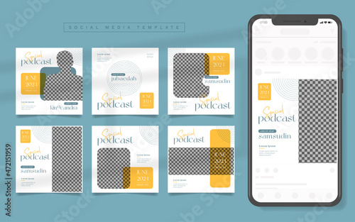 Set of Professional and Clean Podcast Flyer or Social Media Banner