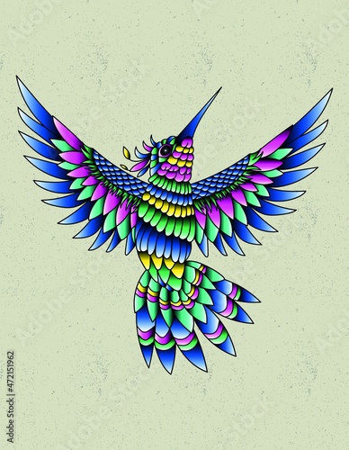 hummingbird hand made colorful