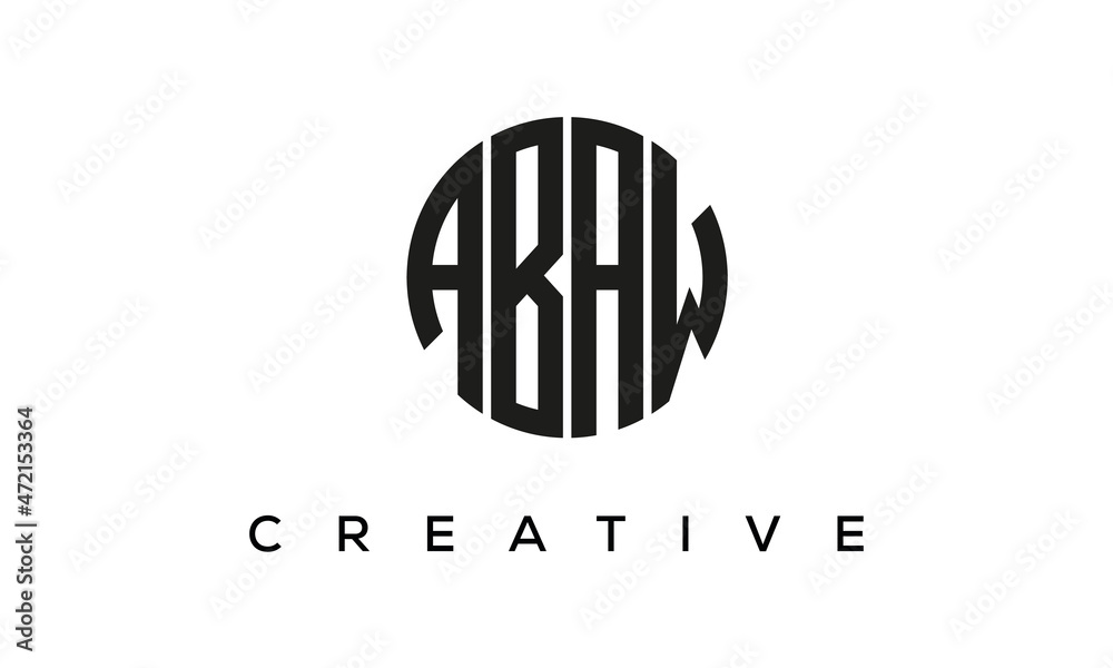 Letters ABAW creative circle logo design vector, 4 letters logo Letters ABAW creative circle logo design vector, 4 letters logo
