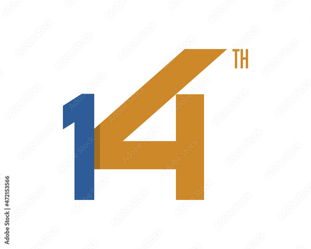 14th anniversary logo with elegant style and gold color 14th anniversary logo with elegant style and gold color
