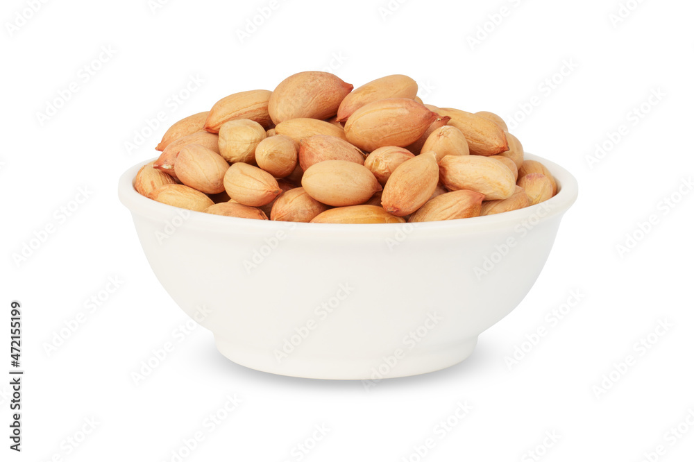 peanuts in white bowl isolated on white peanuts in white bowl isolated on white