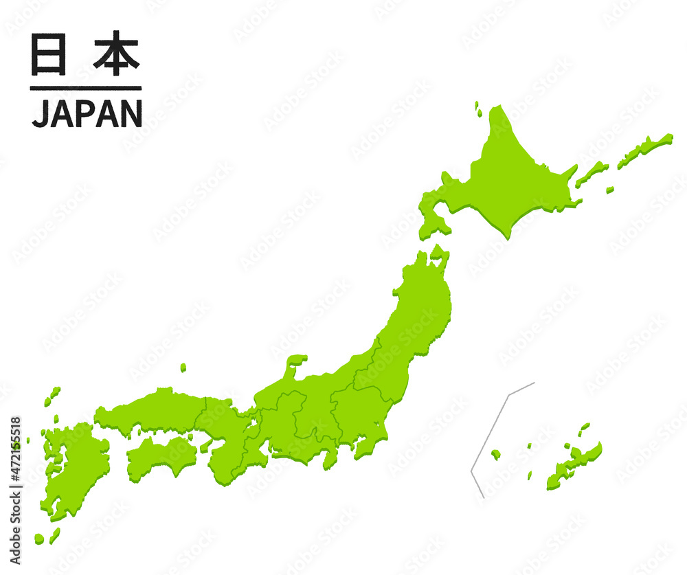 地方区分の日本地図イラスト 