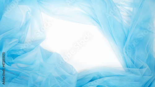 Wallpaper Mural soft light blue tulle with curve and wave isolated on white background. Copy space Torontodigital.ca