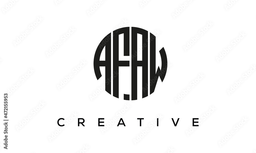 Letters AFAW creative circle logo design vector, 4 letters logo Letters AFAW creative circle logo design vector, 4 letters logo
