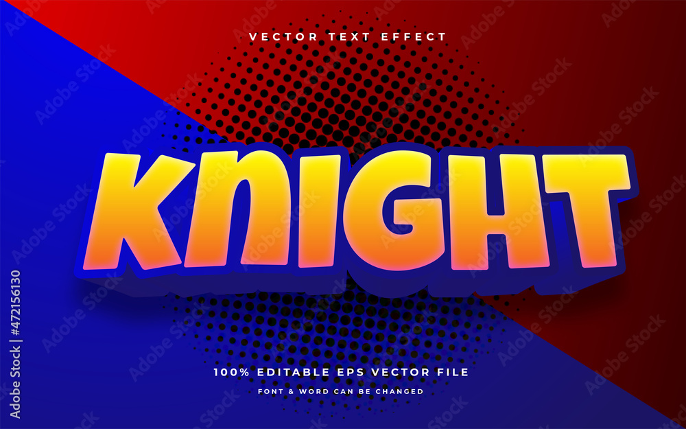 knight cartoon editable text effect