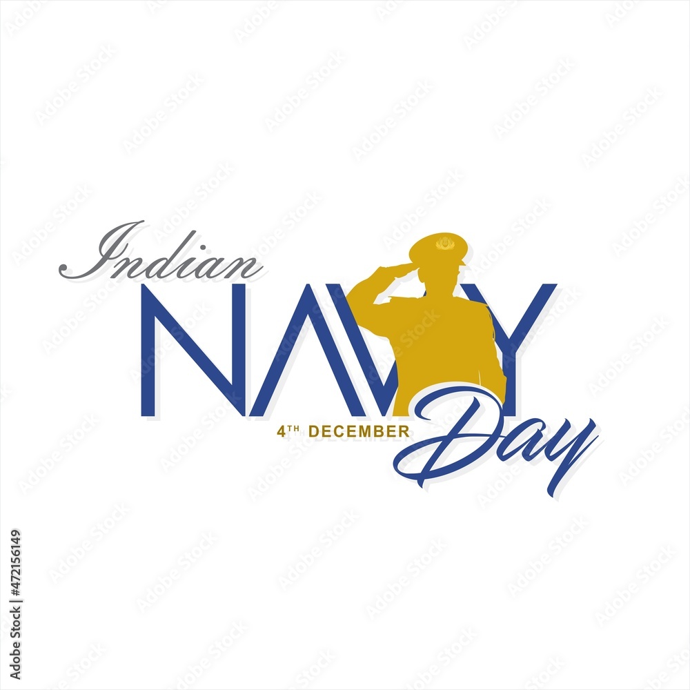 Typographic Banner Design for Indian Navy Day. Beautiful Calligraphy of Indian Navy Day. Editable Illustration.