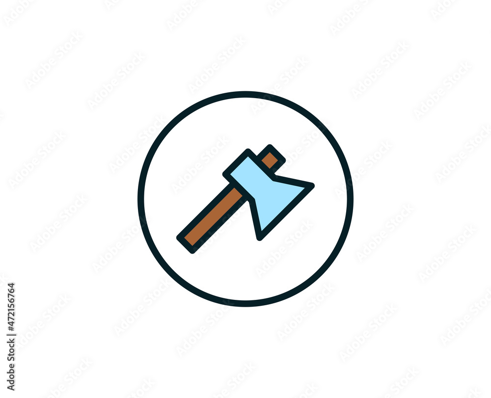 Axe line icon. Vector symbol in trendy flat style on white background. Travel sing for design. Axe line icon. Vector symbol in trendy flat style on white background. Travel sing for design.