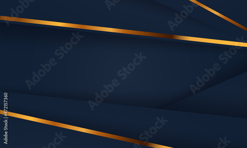Abstract Blue luxury background. Modern background design. golden color. papercut shapes . Fit for presentation design. website, basis for banners, wallpapers, posters