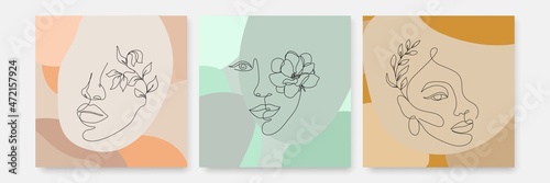 Woman Poster Line Art Drawing. Abstract Female Prints Set One Line Drawing for Wall Art, Fashion Prints, Posters. Art Sketch Print, Minimalistic Single Line Art, Feminine Poster. Vector EPS 10