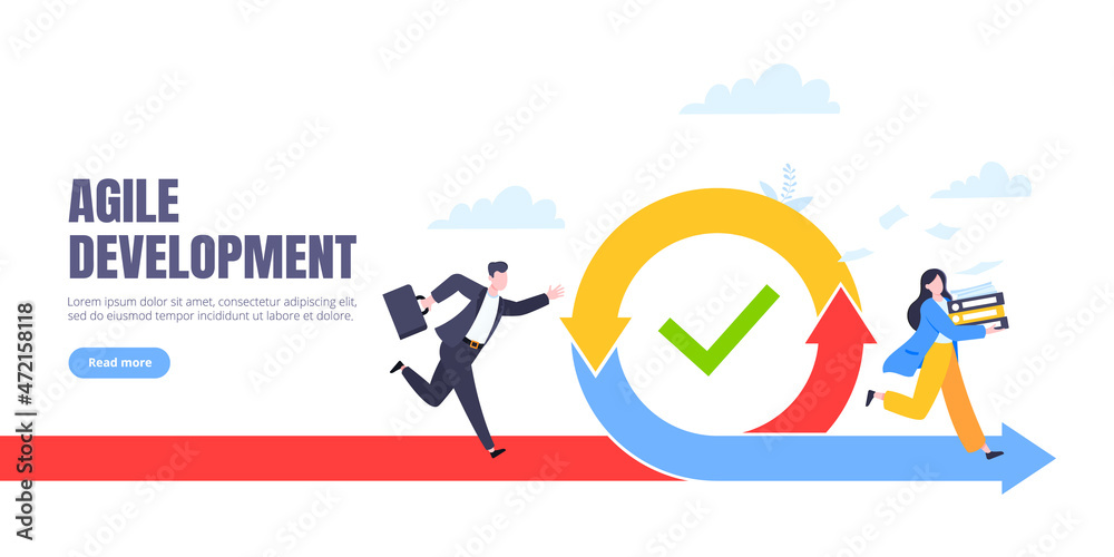 Agile development methodology business concept flat style design vector ...