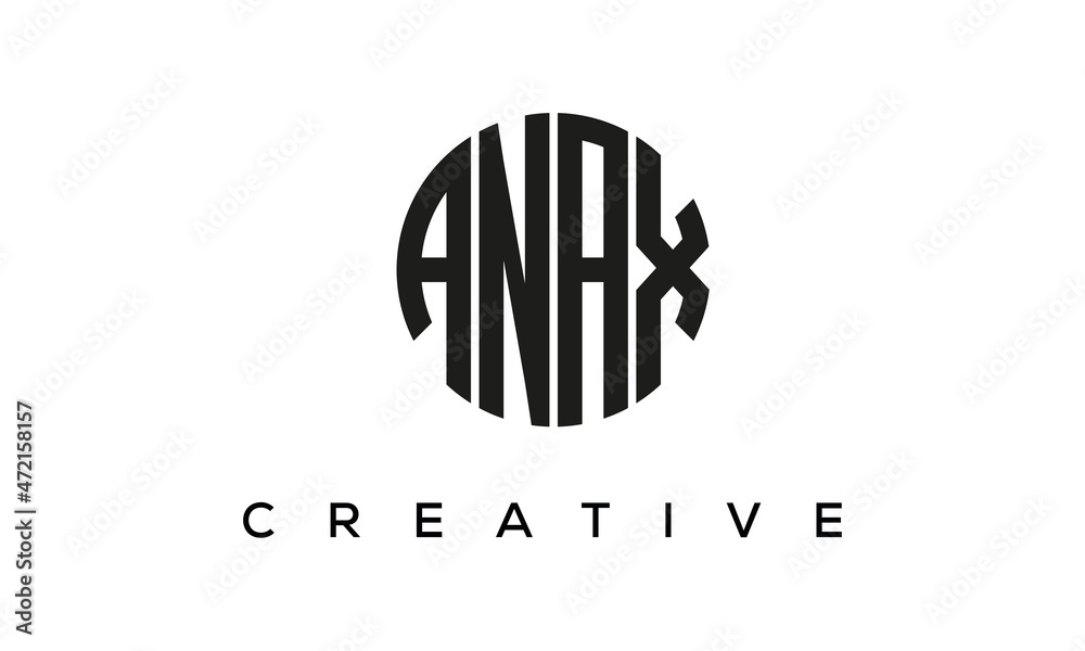 Letters ANAX creative circle logo design vector, 4 letters logo Letters ANAX creative circle logo design vector, 4 letters logo