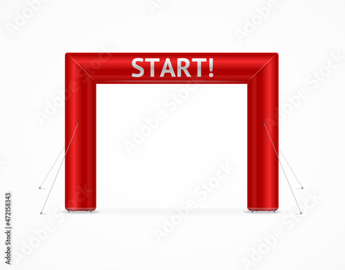 Realistic Detailed 3d Red Square Inflatable Archway. Vector