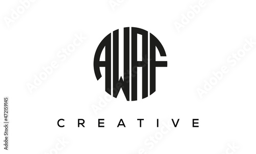 Letters AWAF creative circle logo design vector, 4 letters logo photo