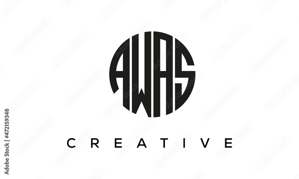 Letters AWAS creative circle logo design vector, 4 letters logo Letters AWAS creative circle logo design vector, 4 letters logo