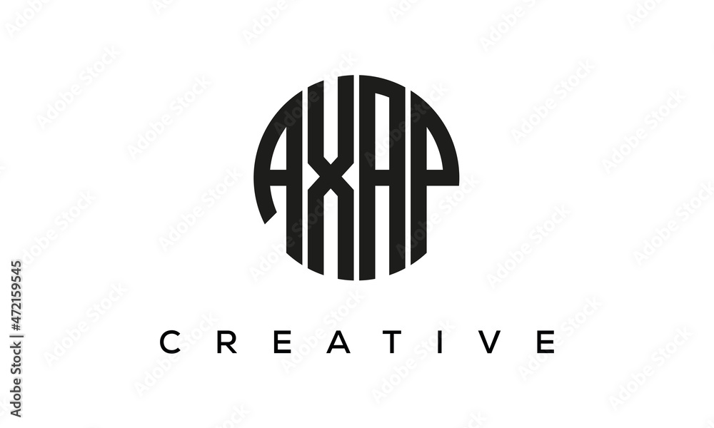 Letters AXAP creative circle logo design vector, 4 letters logo Letters AXAP creative circle logo design vector, 4 letters logo