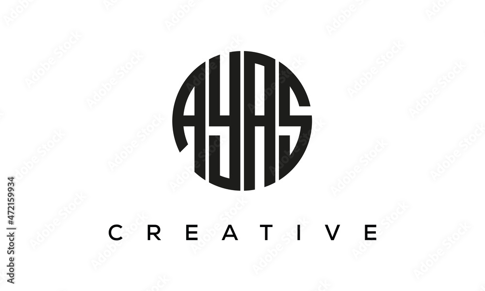 Letters AYAS creative circle logo design vector, 4 letters logo