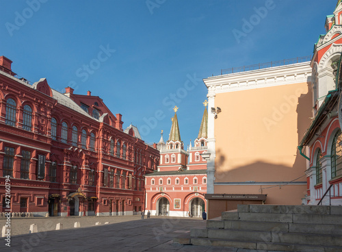 View of the Historical Museum and the Resurrection Gate and in Moscow