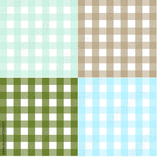 Four color of scotish background, brown, blue, pastel green mint, meadow grass green pattern.