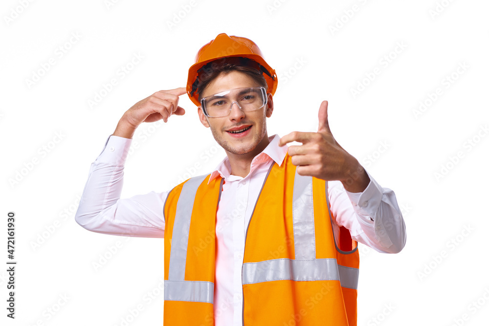 man in work uniform orange helmet safety professional work man in work uniform orange helmet safety professional work