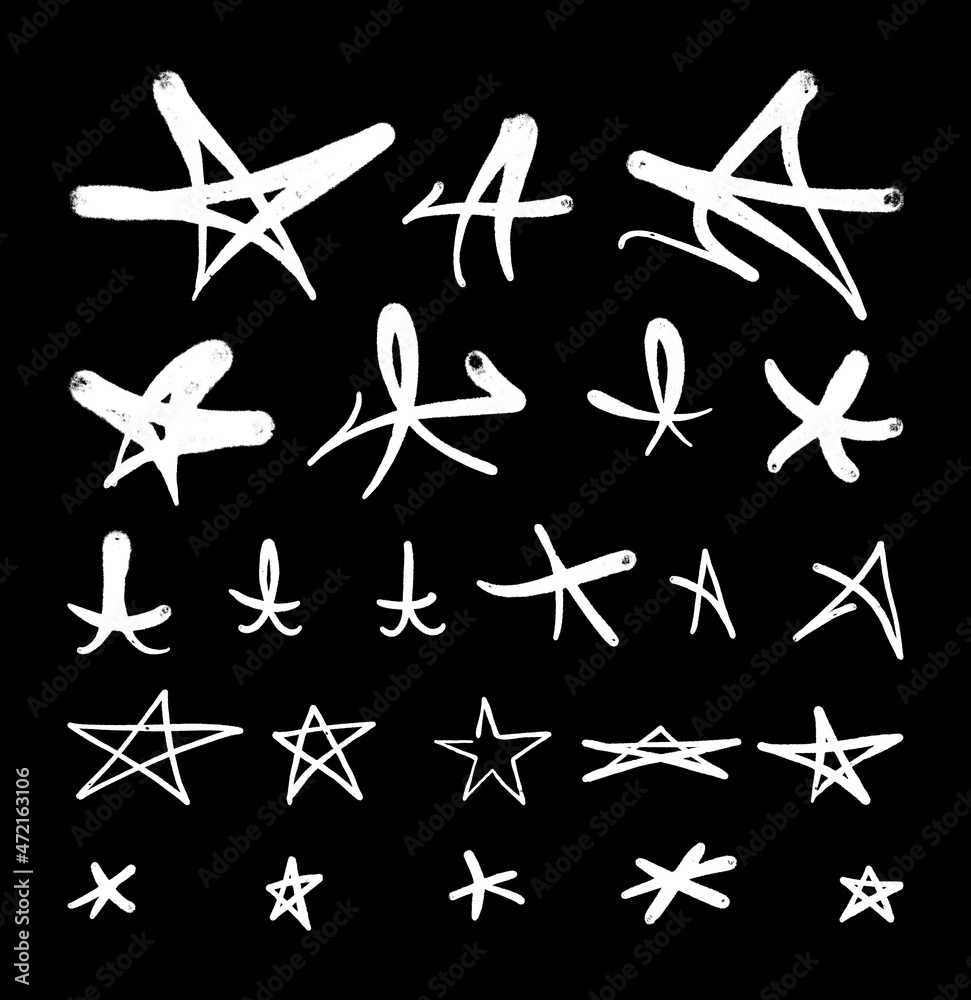 Fototapeta premium Graffiti stars. Icon set spray tag style