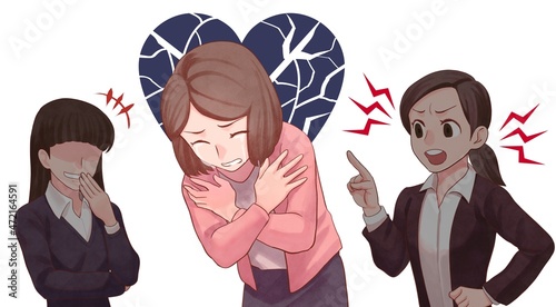 パワハラを受ける女性のイラスト