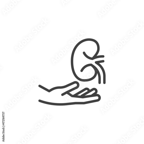 Hand with kidney line icon