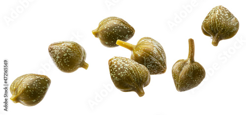Pickled capers isolated on white background photo