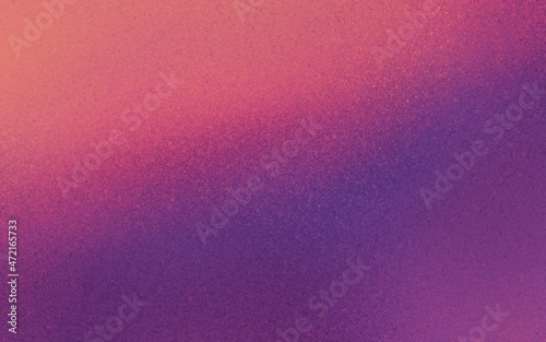 Grainy purple and orange gradient texture. Dark sunset sky noise stipple background for banner, wallpapers. Distressed spray dramatic effect on trendy backdrop.