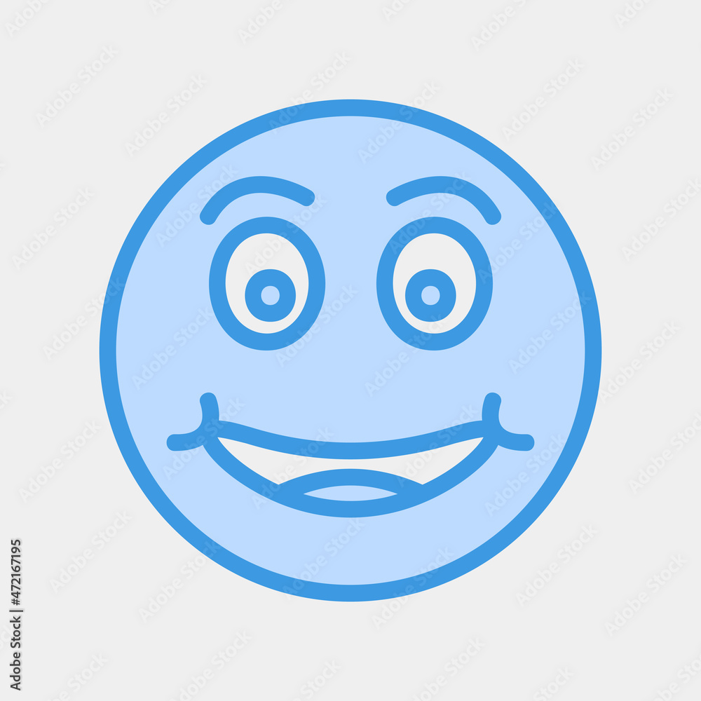 Smile emoji icon vector illustration in blue style, use for website mobile app presentation Smile emoji icon vector illustration in blue style, use for website mobile app presentation