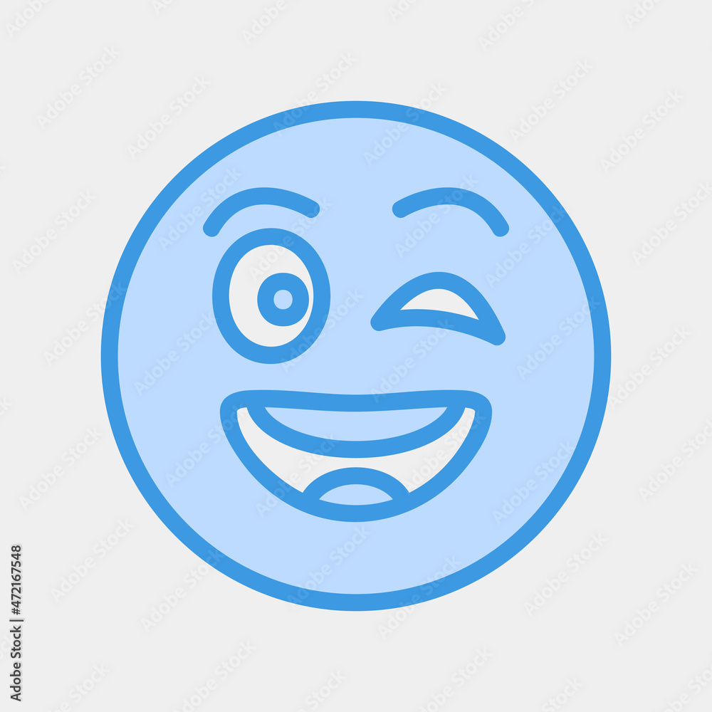 Wink emoji icon vector illustration in blue style, use for website mobile app presentation Wink emoji icon vector illustration in blue style, use for website mobile app presentation