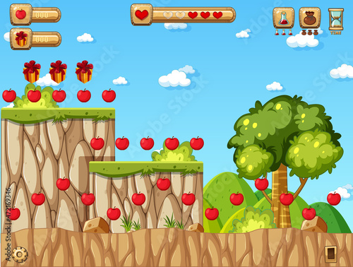 Collecting Apples Platformer Game Template