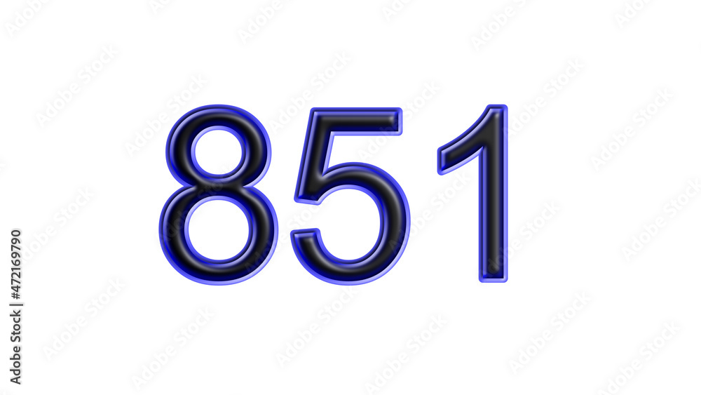 blue 851 number 3d effect white background blue 851 number 3d effect white background