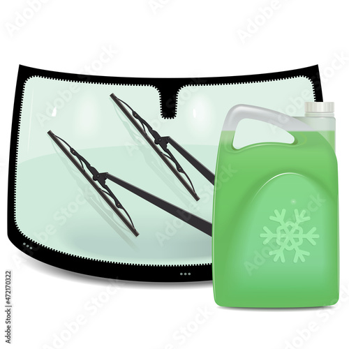 Vector Car Windshield with Windshield Fluid