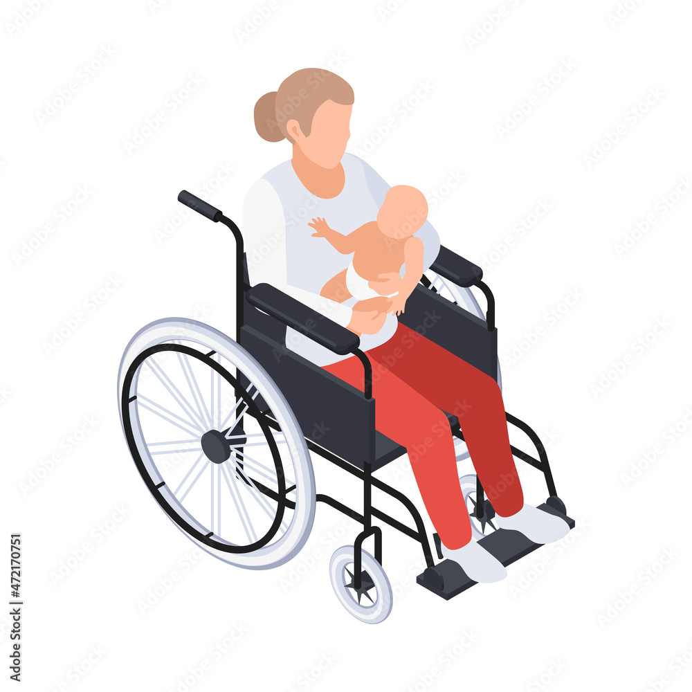 Wheelchair Mother Baby Composition Wheelchair Mother Baby Composition