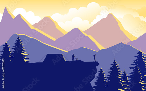 landscape with mountains