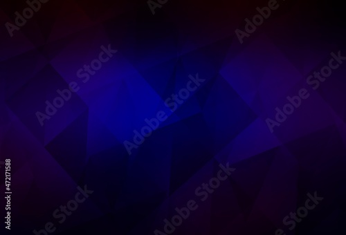 Dark Blue, Red vector shining triangular backdrop.