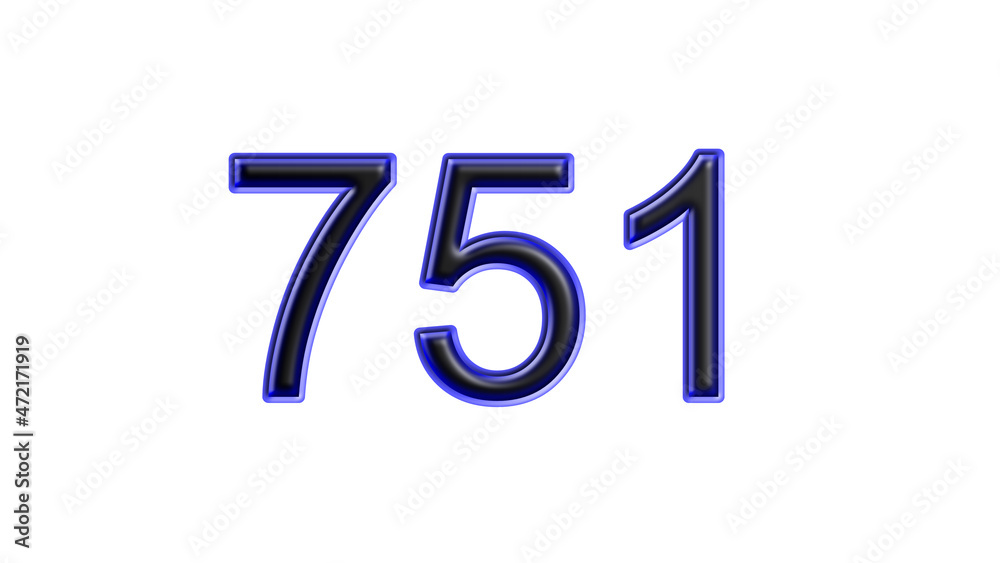 blue 751 number 3d effect white background blue 751 number 3d effect white background