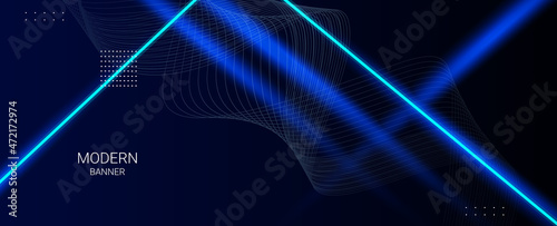 Abstract geometric elegant blue neon effect modern pattern colorful banner background