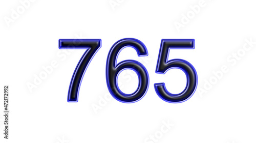 blue 765 number 3d effect white background