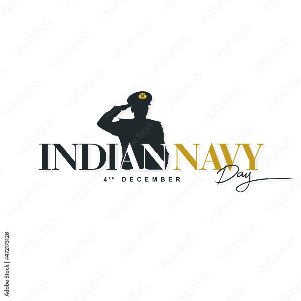 Typographic Template Design for Indian Navy Day. Creative Calligraphy of Indian Navy Day. Editable Illustration.