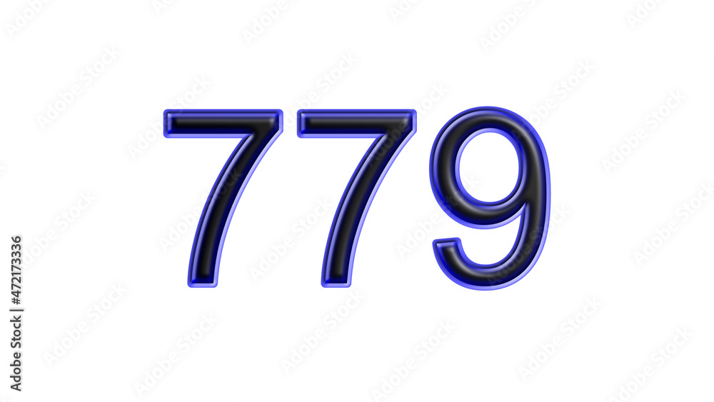 blue 779 number 3d effect white background blue 779 number 3d effect white background