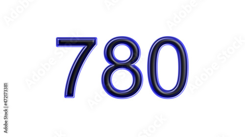 blue 780 number 3d effect white background